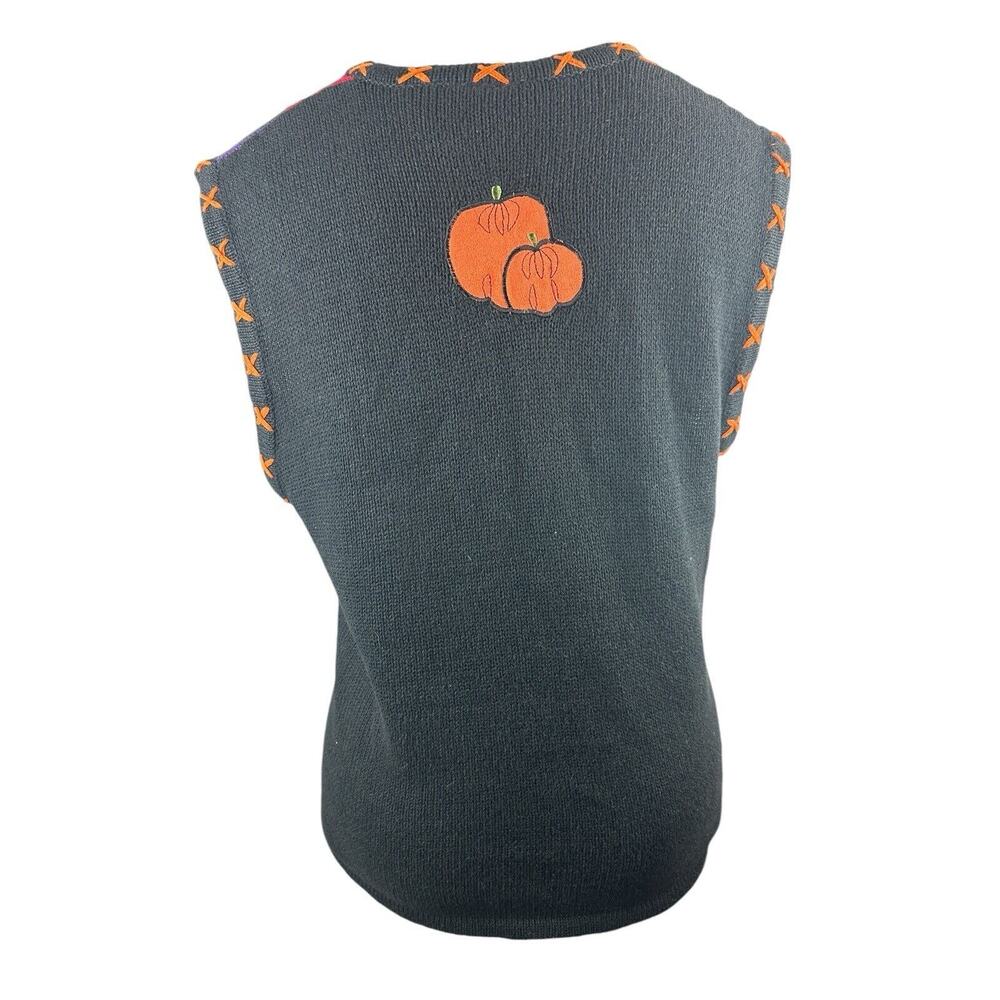 Bobbie Brooks Halloween Knit Vest Trick Or Treat Pumpkin Patch Color Block Large - Picture 7 of 12